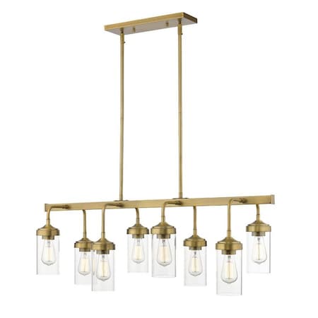 Z-Lite Calliope 8 Light Pendant, Foundry Brass & Clear 617-8L-FB